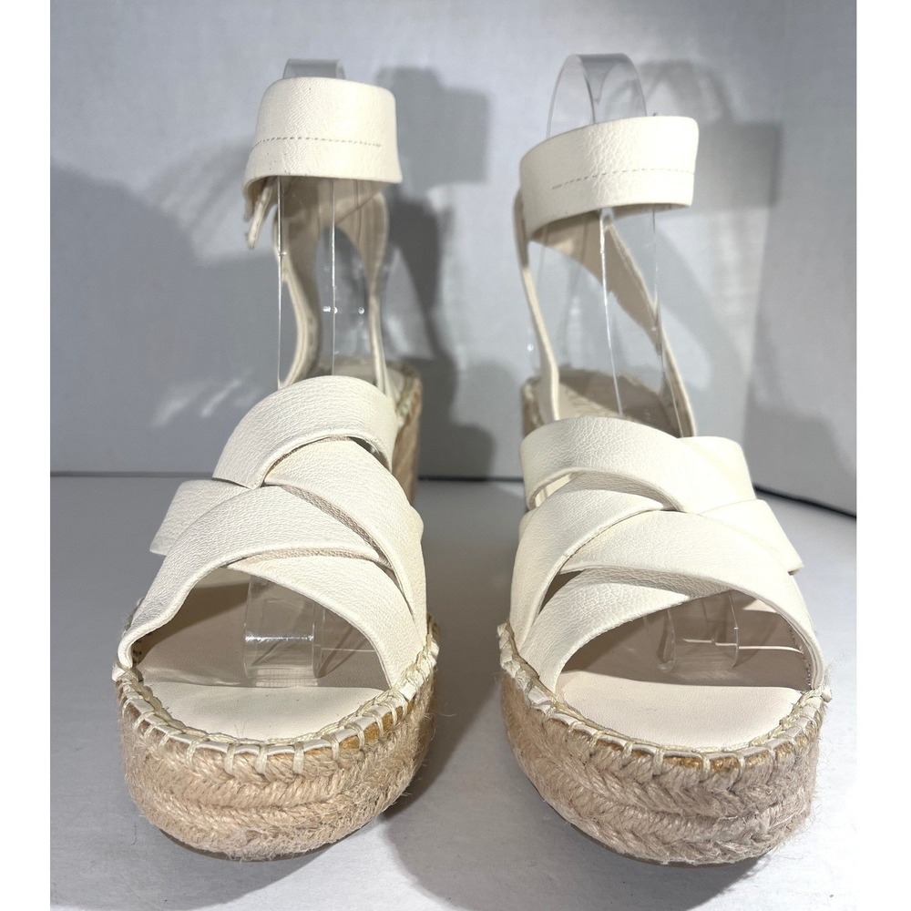 Franco Sarto Sandals Womens 7M White Carmina Espadrille Wedge Leather Platform - Picture 5 of 9